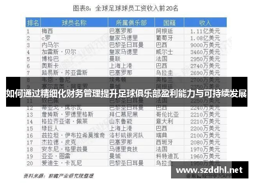 如何通过精细化财务管理提升足球俱乐部盈利能力与可持续发展