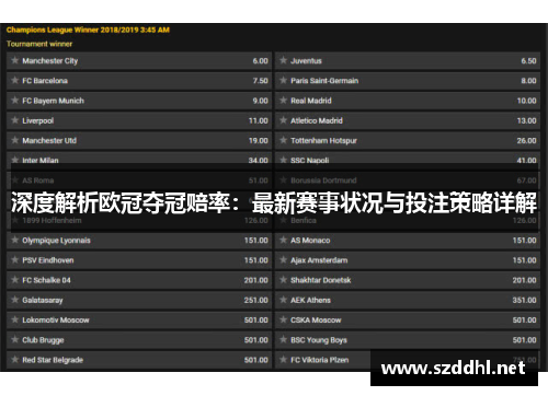 深度解析欧冠夺冠赔率：最新赛事状况与投注策略详解